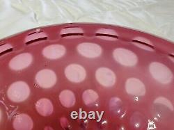 Rare Vintage Clean Fenton Cranberry Opalescent Coin Dot Ruffled Lamp Shade 7
