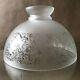 Rare Vintage Etched Frosted Glass Oil Kerosene Or Hanging Lamp Shade 14'