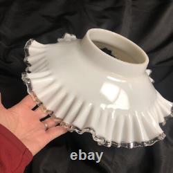 Rare Vintage Fenton Art Glass 14 White Silver Crest Lamp Shade