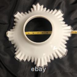 Rare Vintage Fenton Art Glass 14 White Silver Crest Lamp Shade
