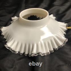 Rare Vintage Fenton Art Glass 14 White Silver Crest Lamp Shade