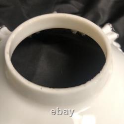 Rare Vintage Fenton Art Glass 14 White Silver Crest Lamp Shade