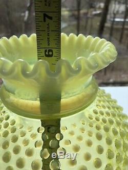 Rare Vintage Fenton Glass Yellow Topaz Opalescent Hobnail Student Lamp Shade