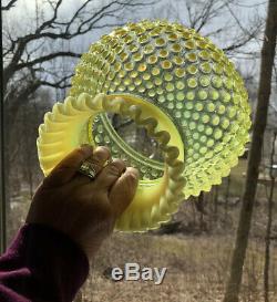 Rare Vintage Fenton Glass Yellow Topaz Opalescent Hobnail Student Lamp Shade