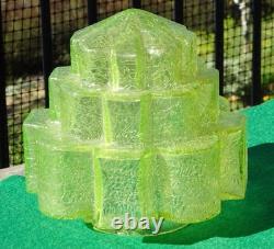 Rare Vintage Light Green Tower Crackle Glass Lamp Shade 8 X 8 Skyscraper
