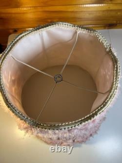 Rare Vintage Mid Century Floral Lamp Shade Hand-Stitched Fabric Pink Roses 1950s