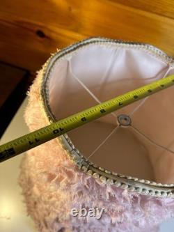 Rare Vintage Mid Century Floral Lamp Shade Hand-Stitched Fabric Pink Roses 1950s