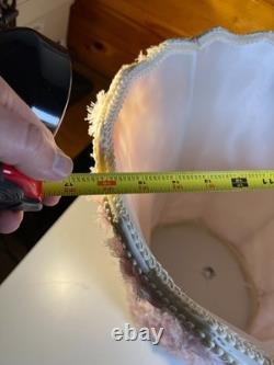 Rare Vintage Mid Century Floral Lamp Shade Hand-Stitched Fabric Pink Roses 1950s