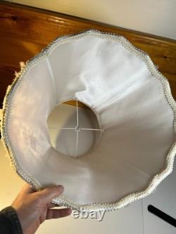 Rare Vintage Mid Century Floral Lamp Shade Hand-Stitched Fabric Pink Roses 1950s