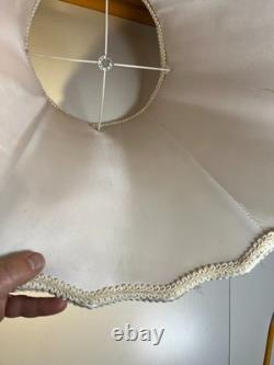 Rare Vintage Mid Century Floral Lamp Shade Hand-Stitched Fabric Pink Roses 1950s