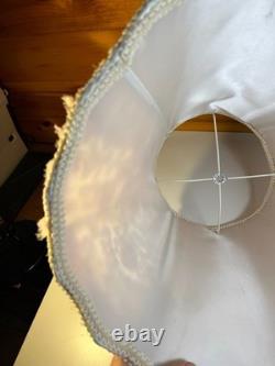 Rare Vintage Mid Century Floral Lamp Shade Hand-Stitched Fabric Pink Roses 1950s