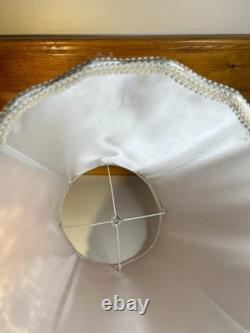 Rare Vintage Mid Century Floral Lamp Shade Hand-Stitched Fabric Pink Roses 1950s