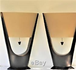 Rare Vintage Mid Century Modern Table Lamps with Shades Retro Eames Era