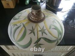 Rare Vintage Retro torchiere Frosted glass bamboo motif Lamp Shade