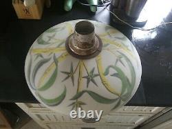 Rare Vintage Retro torchiere Frosted glass bamboo motif Lamp Shade