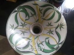 Rare Vintage Retro torchiere Frosted glass bamboo motif Lamp Shade