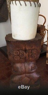 Rare Vintage Wood with Lamp Shade Tiki Torch Oil Bar Light Trader Vics Witco Style