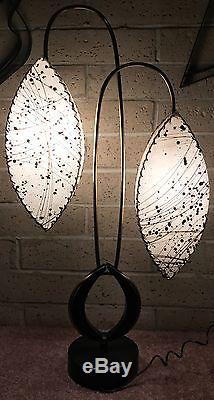 Rare Vtg 50s Majestic Lamp Fiberglass Shades Retro Mid Century Modern Atomic Era