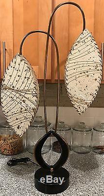 Rare Vtg 50s Majestic Lamp Fiberglass Shades Retro Mid Century Modern Atomic Era