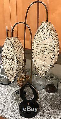 Rare Vtg 50s Majestic Lamp Fiberglass Shades Retro Mid Century Modern Atomic Era