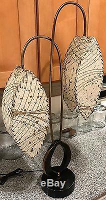 Rare Vtg 50s Majestic Lamp Fiberglass Shades Retro Mid Century Modern Atomic Era