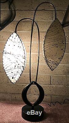 Rare Vtg 50s Majestic Lamp Fiberglass Shades Retro Mid Century Modern Atomic Era