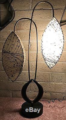 Rare Vtg 50s Majestic Lamp Fiberglass Shades Retro Mid Century Modern Atomic Era