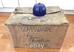 Rare set of 11 Unused Fenton Cobalt Chandelier Shades in Original Fenton Carton
