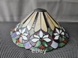 Read desc Vintage Tiffany Style Jeweled Floral Stained Glass Lamp Shade