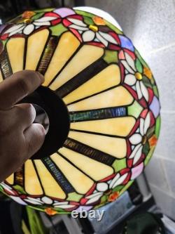 Read desc Vintage Tiffany Style Jeweled Floral Stained Glass Lamp Shade