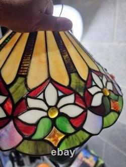 Read desc Vintage Tiffany Style Jeweled Floral Stained Glass Lamp Shade