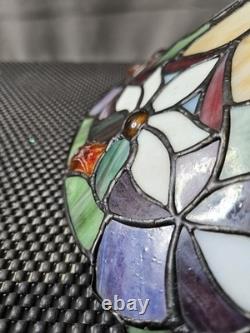 Read desc Vintage Tiffany Style Jeweled Floral Stained Glass Lamp Shade