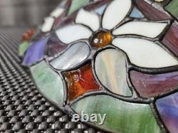 Read desc Vintage Tiffany Style Jeweled Floral Stained Glass Lamp Shade