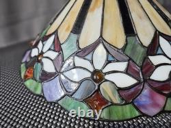 Read desc Vintage Tiffany Style Jeweled Floral Stained Glass Lamp Shade