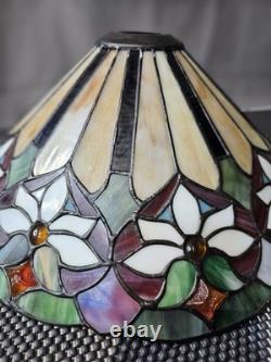 Read desc Vintage Tiffany Style Jeweled Floral Stained Glass Lamp Shade