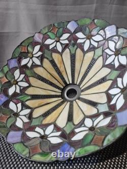 Read desc Vintage Tiffany Style Jeweled Floral Stained Glass Lamp Shade