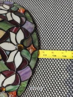Read desc Vintage Tiffany Style Jeweled Floral Stained Glass Lamp Shade