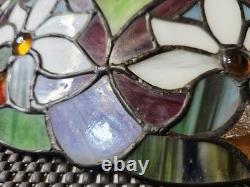 Read desc Vintage Tiffany Style Jeweled Floral Stained Glass Lamp Shade