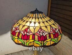 Read desc Vintage Tiffany Style Jeweled Floral Stained Glass Lamp Shade B Flower