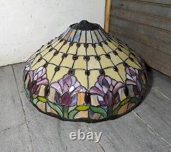 Read desc Vintage Tiffany Style Jeweled Floral Stained Glass Lamp Shade B Flower