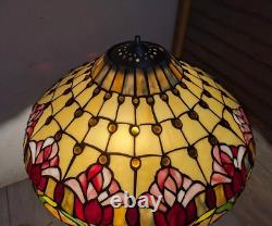 Read desc Vintage Tiffany Style Jeweled Floral Stained Glass Lamp Shade B Flower