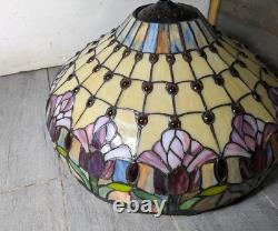 Read desc Vintage Tiffany Style Jeweled Floral Stained Glass Lamp Shade B Flower