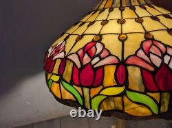 Read desc Vintage Tiffany Style Jeweled Floral Stained Glass Lamp Shade B Flower