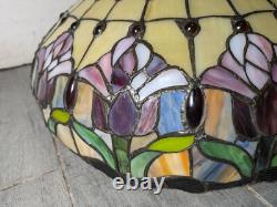 Read desc Vintage Tiffany Style Jeweled Floral Stained Glass Lamp Shade B Flower