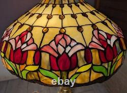 Read desc Vintage Tiffany Style Jeweled Floral Stained Glass Lamp Shade B Flower