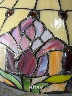 Read desc Vintage Tiffany Style Jeweled Floral Stained Glass Lamp Shade B Flower