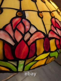 Read desc Vintage Tiffany Style Jeweled Floral Stained Glass Lamp Shade B Flower