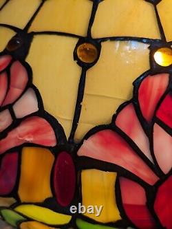Read desc Vintage Tiffany Style Jeweled Floral Stained Glass Lamp Shade B Flower