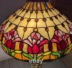 Read desc Vintage Tiffany Style Jeweled Floral Stained Glass Lamp Shade B Flower