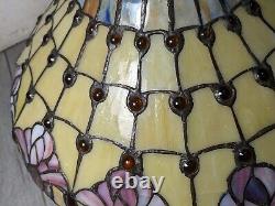 Read desc Vintage Tiffany Style Jeweled Floral Stained Glass Lamp Shade B Flower